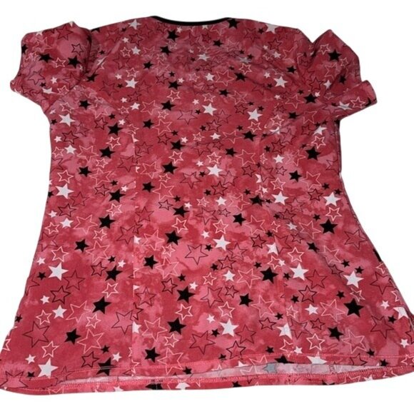 Cherokee Infinity Star Print Pink Scrub Top S - Picture 5 of 7